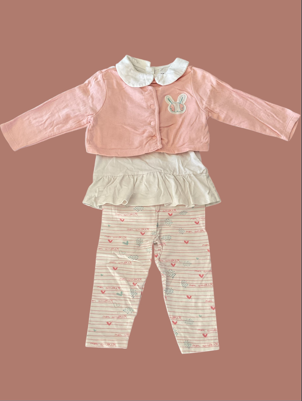 Ensemble 3 pièces pour bébé fille, 12 Mois.