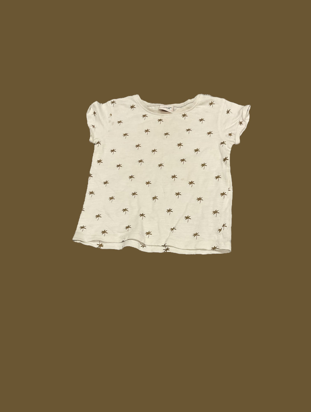 Teeshirt blanc motif palmiers, 3 ans.