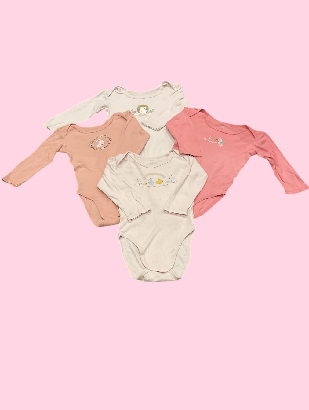 Lot de 4 bodies manches longues, bébé fille, 18 mois.