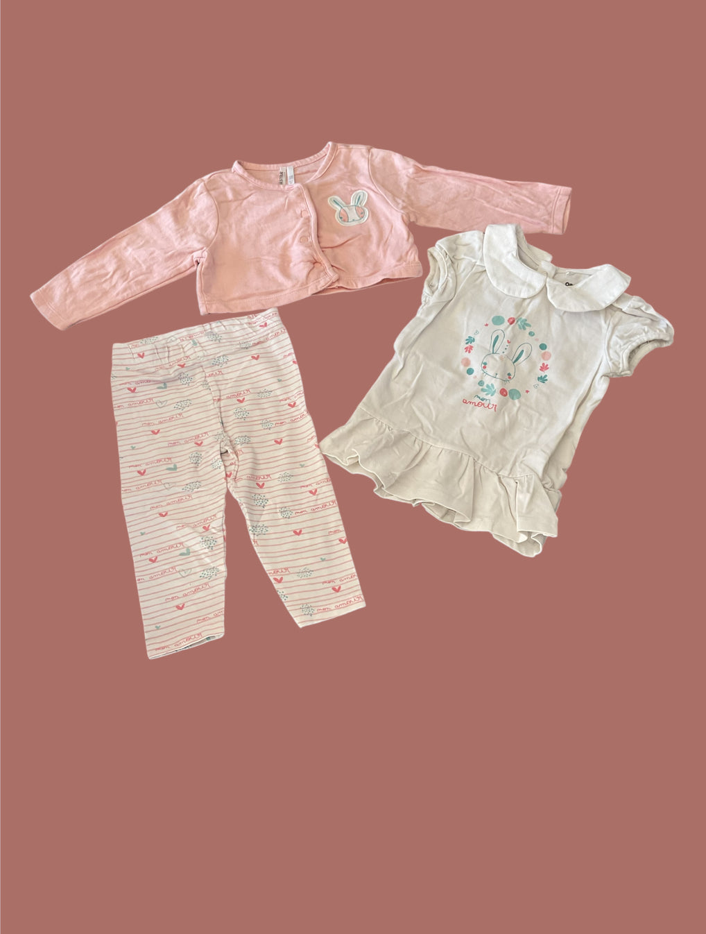 Ensemble 3 pièces pour bébé fille, 12 Mois.