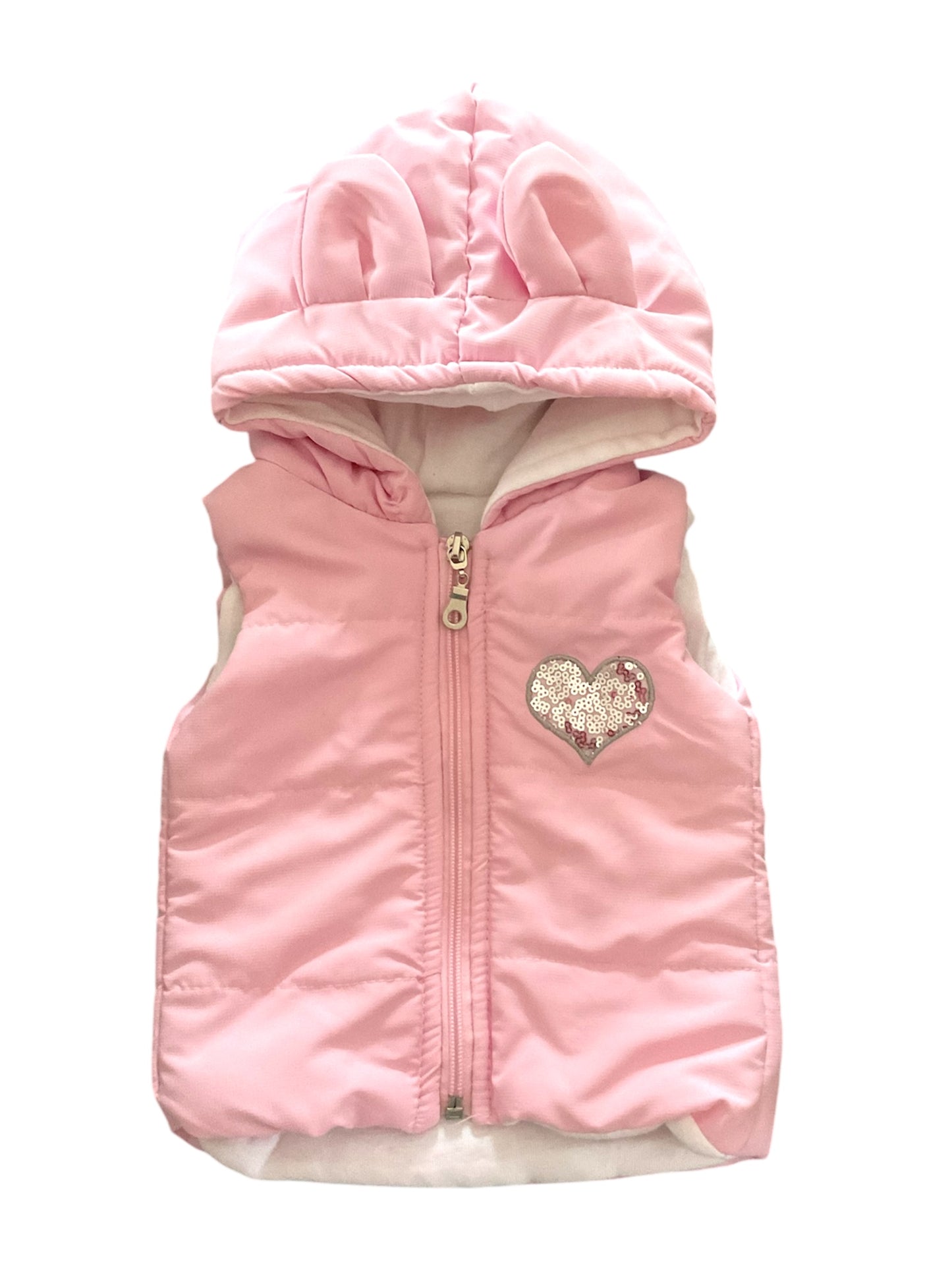 Veste sans manches à capuche fille. 9 mois.