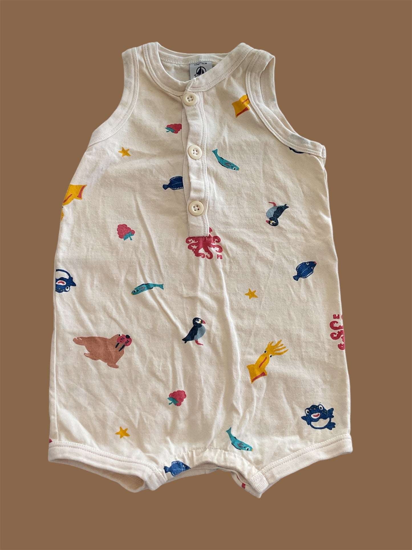 Combi-short garçon, Petit Bateau. 12 mois.