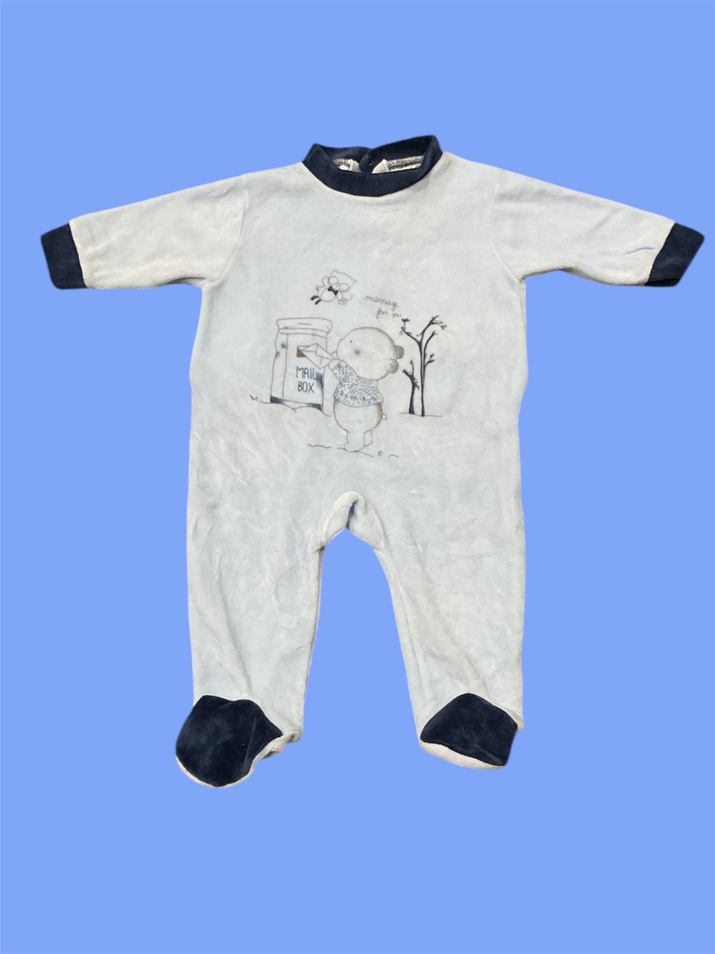 Pyjama dors-bien en velours pour bébé garçon. 3 Mois.