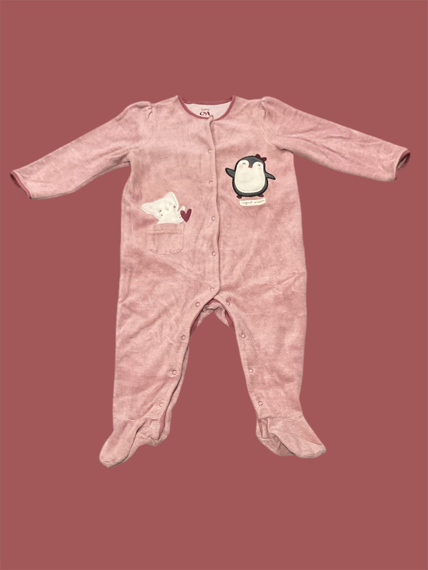 Pyjama dors-bien en velours bébé fille. 24 Mois.