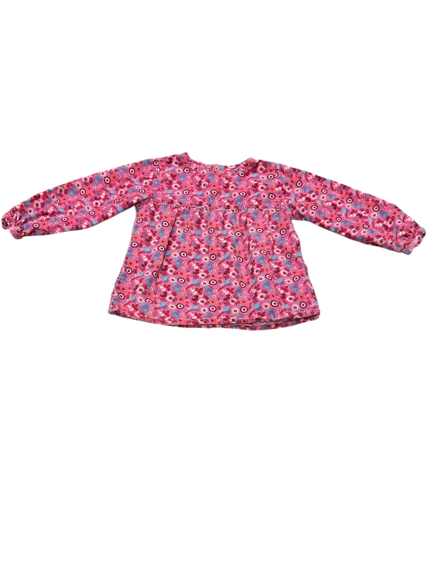 Haut manches longues rose fleuri, 24 mois.