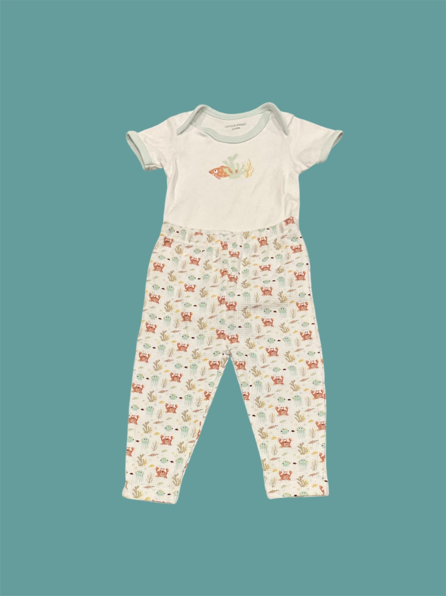 Ensemble body manches courtes + pantalon, 18 mois.