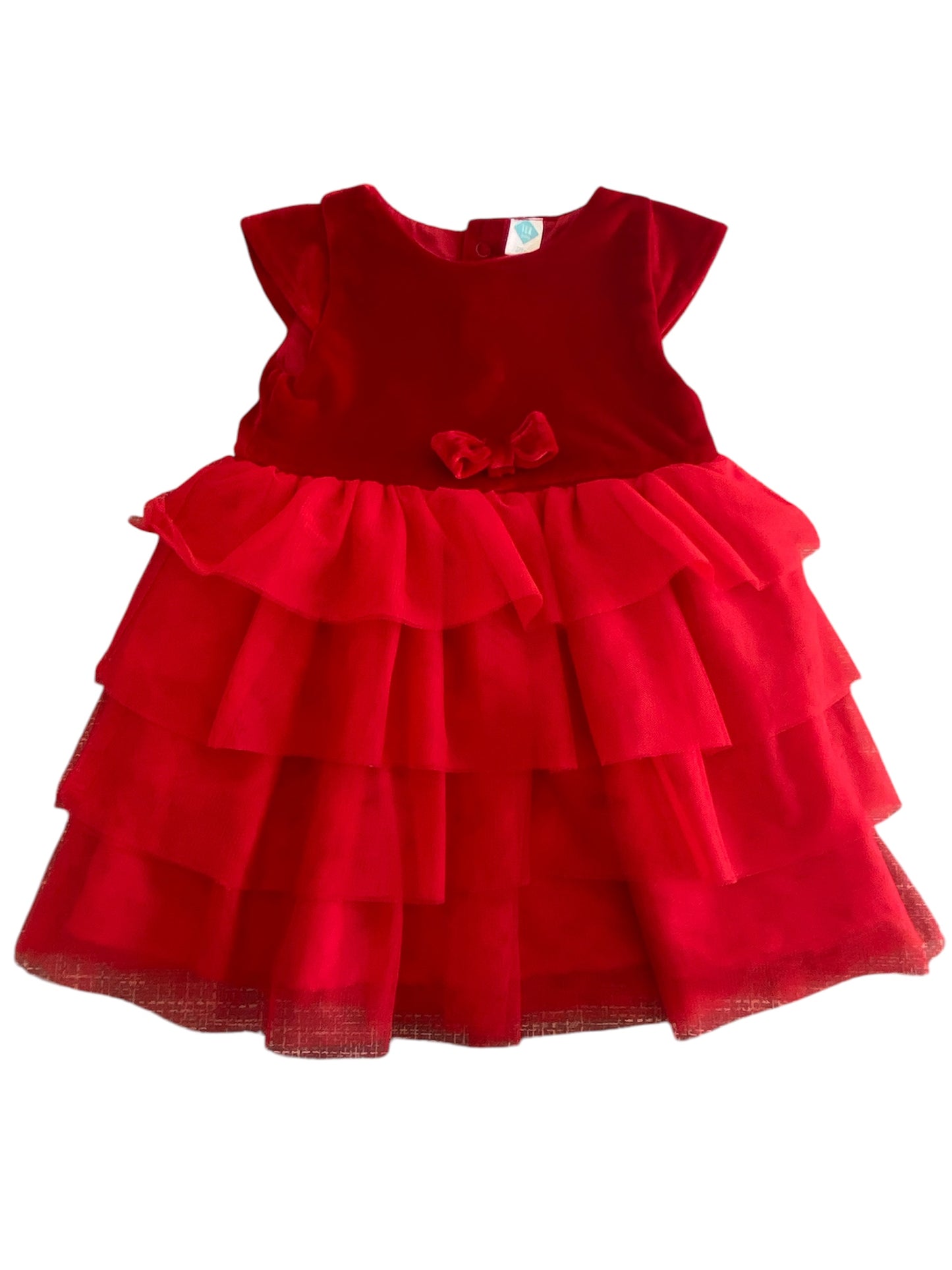 Robe à volants rouge. 18 Mois.