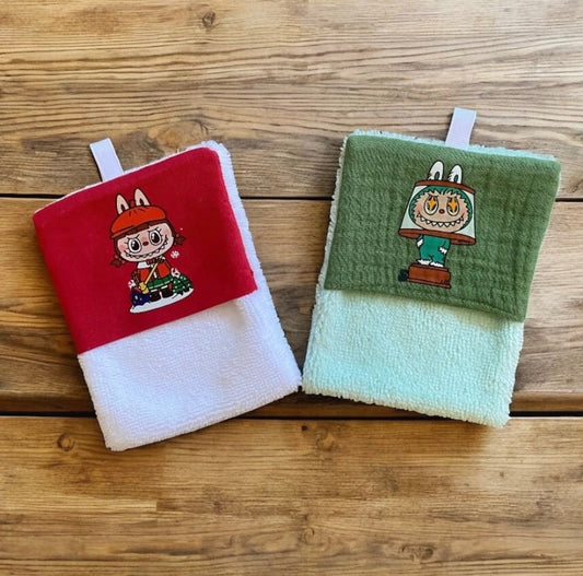 Lot de 2 débarbouillettes petits monstres 2