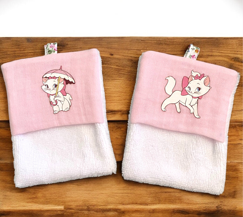 Lot de 2 débarbouillettes. Petit chaton. 1