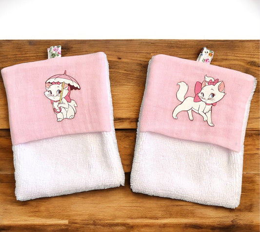 Lot de 2 débarbouillettes. Petit chaton. 1
