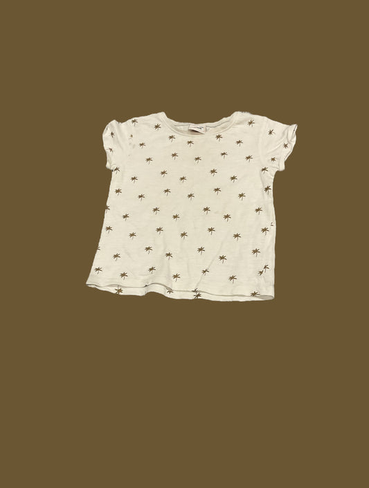 Teeshirt blanc motif palmiers, 3 ans.