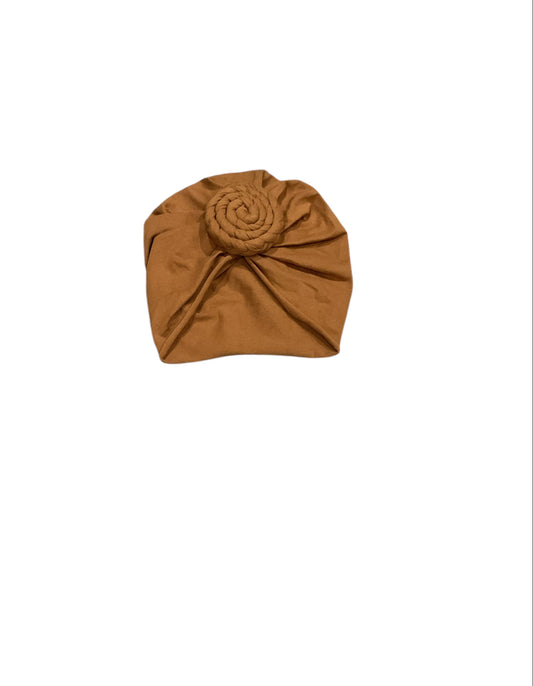Bonnet turban marron, 1-12 mois.