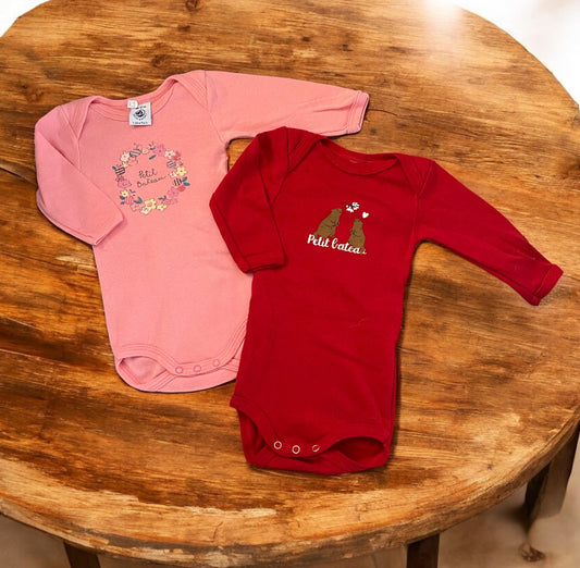 Petit Bateau. Lot de 2 bodies. 3 mois.