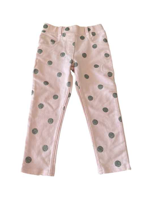 Jegging rose à pois argenté 3 ans