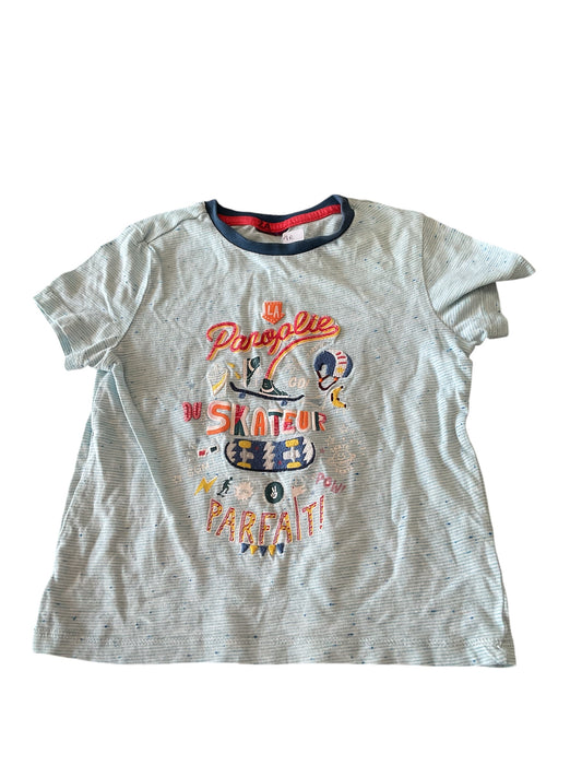 T-shirt garçon rayé bleu garçon. 24 mois.