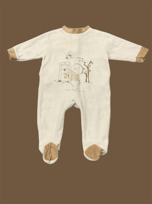 Pyjama dors-bien en velours pour bébé. 3 Mois.