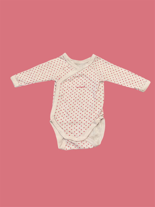 Body croisé bébé fille manches longues, Petit Bateau. 1 mois.
