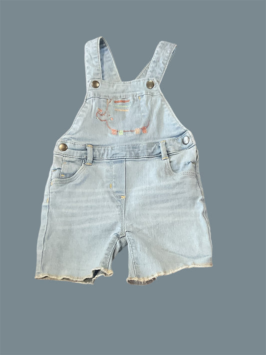 Salopette short en jean 18 Mois.