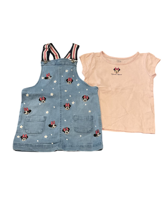 Ensemble Minnie Robe en jean et teeshirt fille. 3 ans.