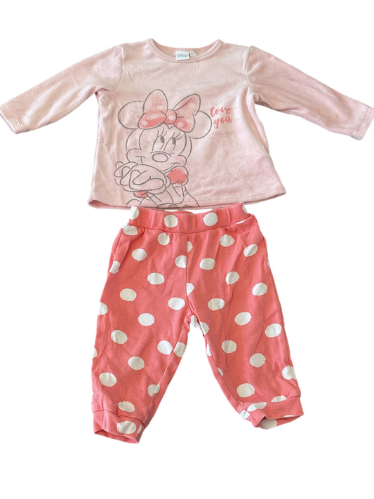 Pyjama 2 pièces Minnie pour bébé fille, 12 Mois.