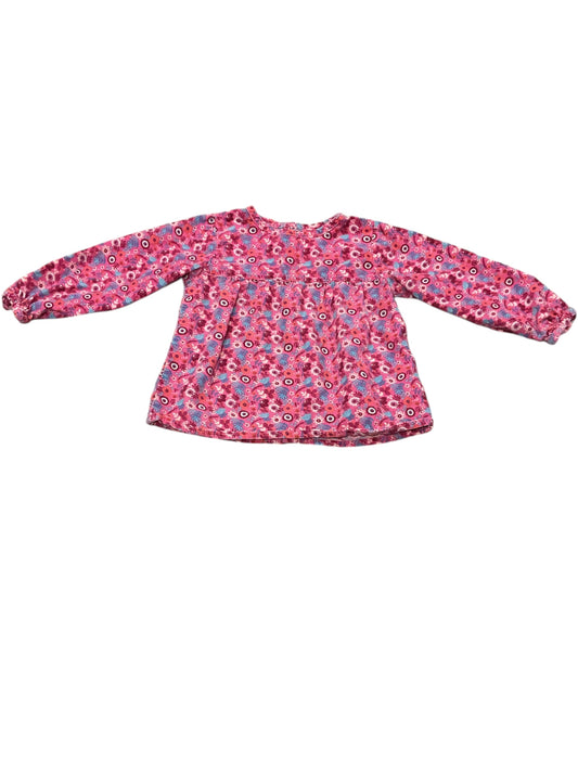 Haut manches longues rose fleuri, 24 mois.