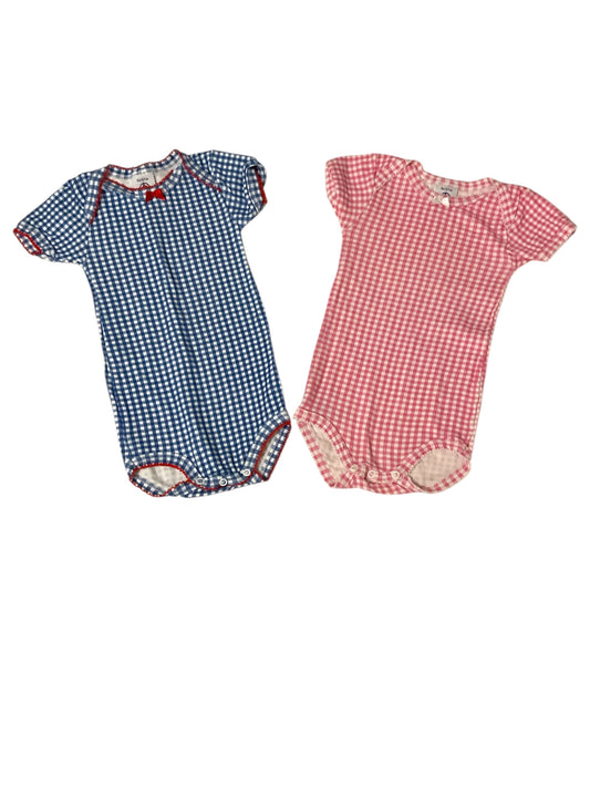 Lot de 2 bodies manches courtes Petit bateau, 6 Mois.