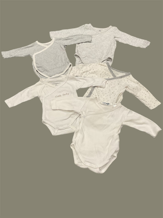 Lot de 5 bodies manches longues bébé garçon, 1 Mois.