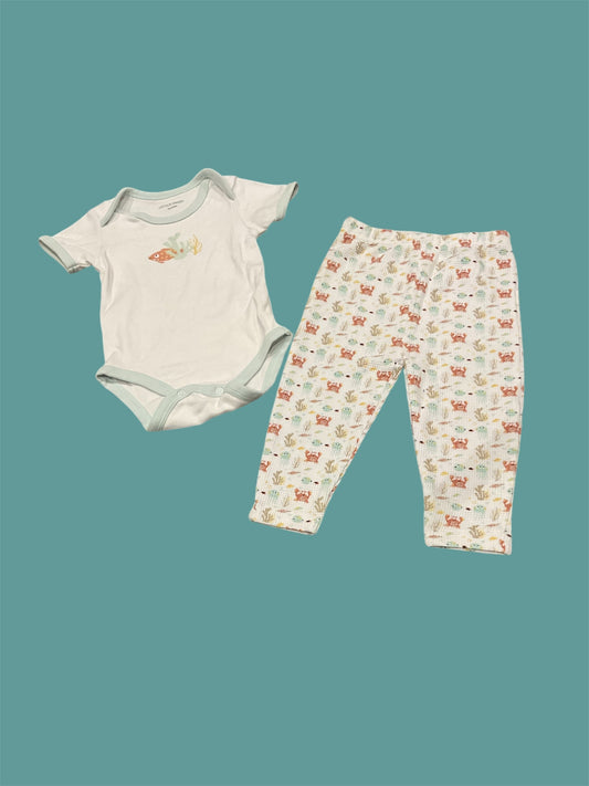 Ensemble body manches courtes + pantalon, 18 mois.