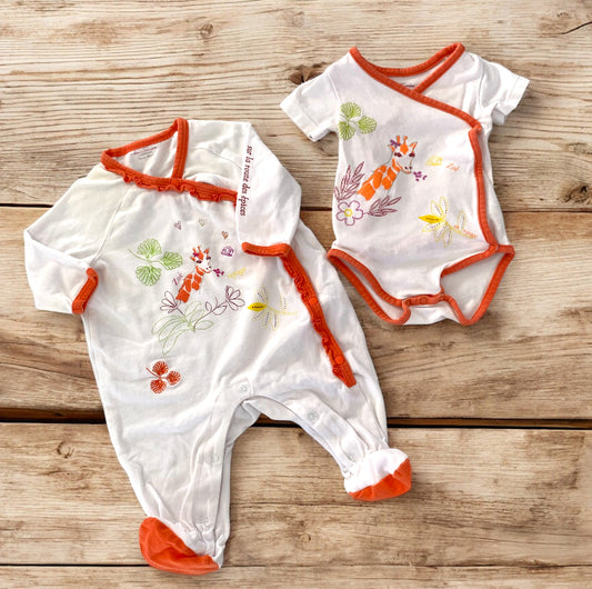 Ensemble Pyjama et Body Pomme Framboise 3 Mois