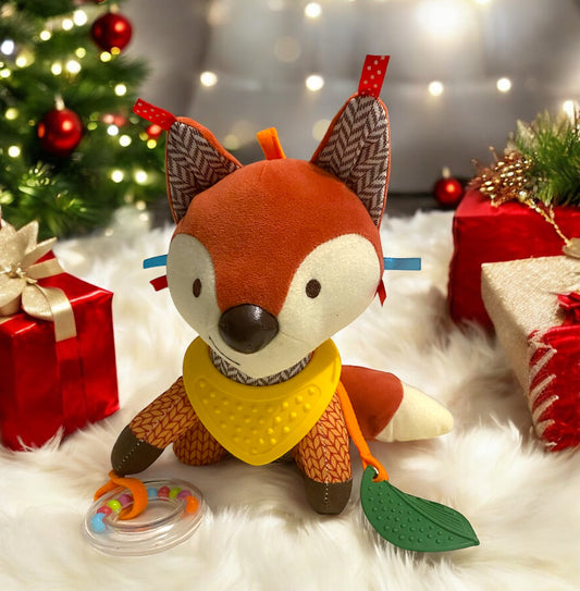Peluche Renard d'activités avec anneaux de dentition