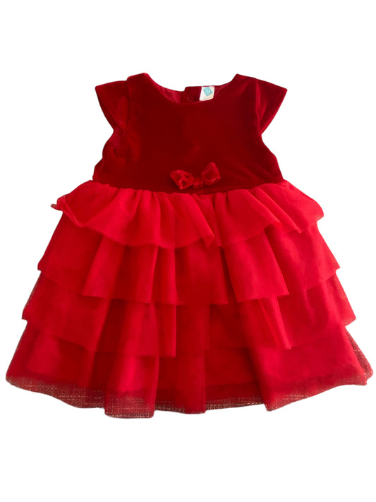 Robe à volants rouge. 18 Mois.